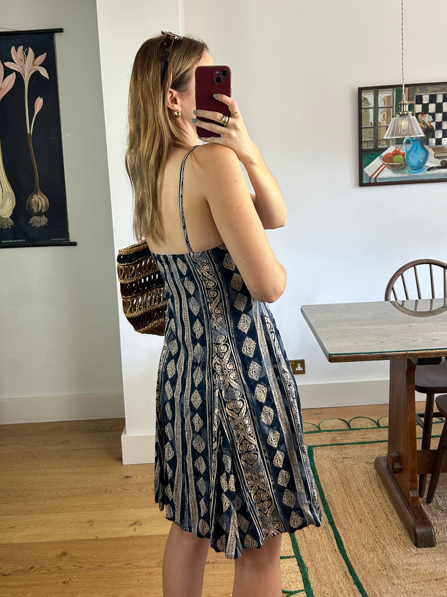 Boho Navy Midi Dress - UK 12