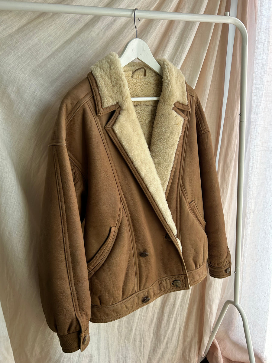 Brown sheepskin coat - S/M