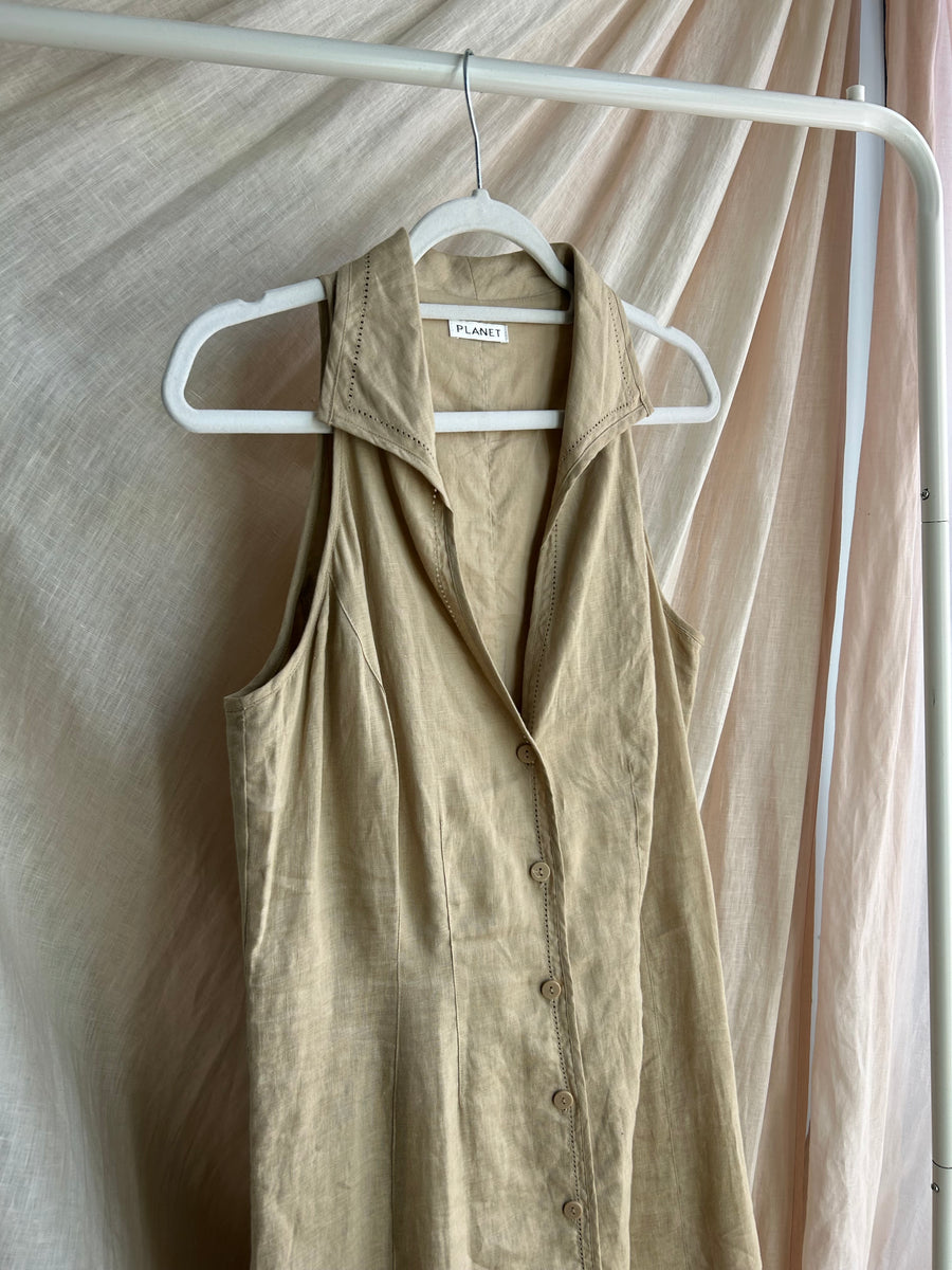 Beige Linen Dress - UK 10/12
