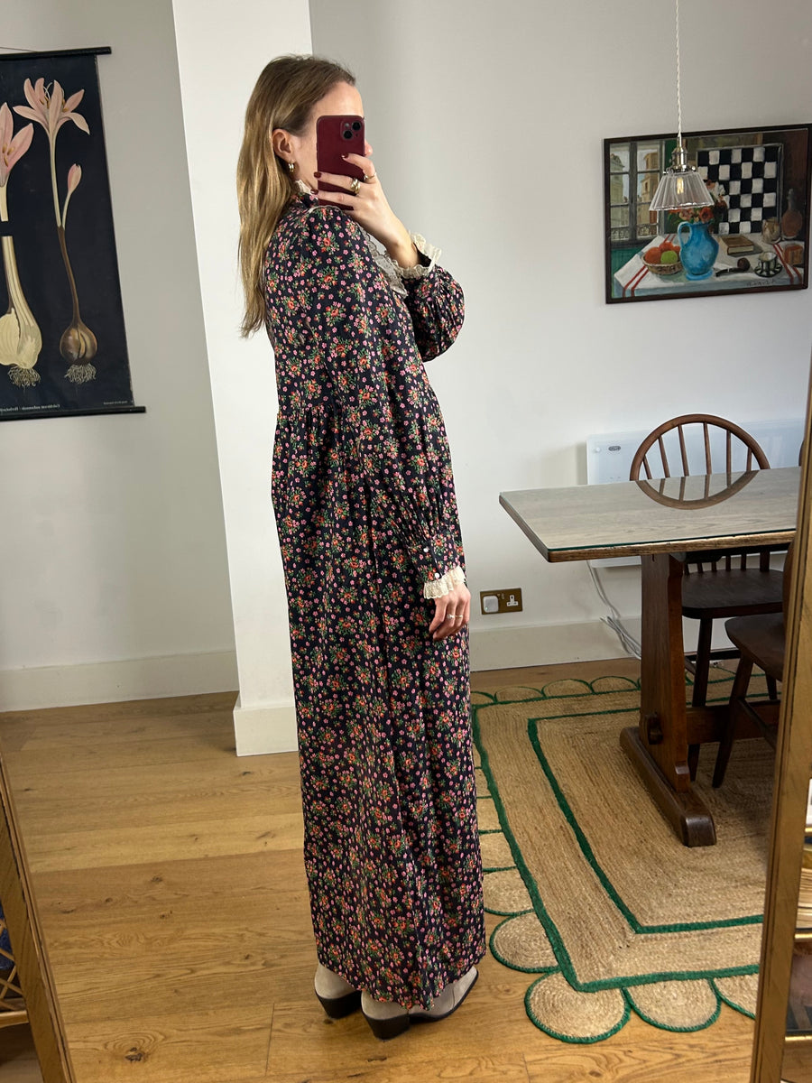 Dark Floral Prairie Dress - UK 10-14