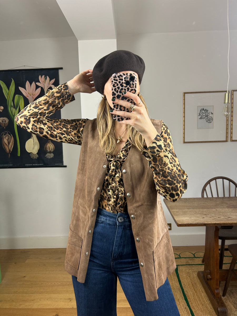 Brown Suede Waistcoat - S