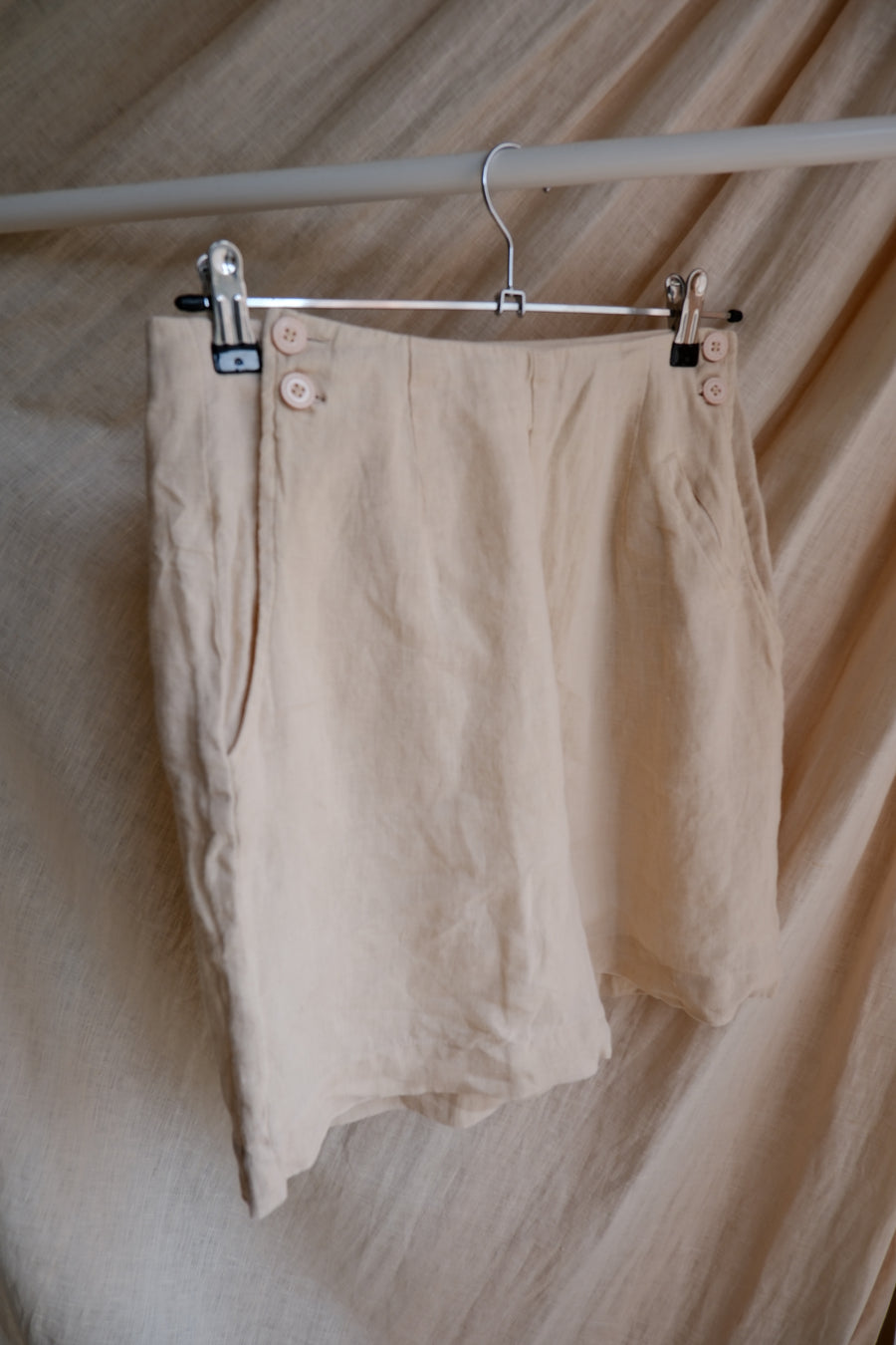 Cream Linen Shorts - UK 8