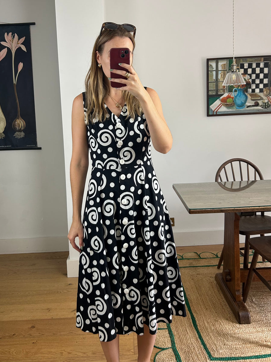 Monochrome Swirl Dress - UK 10