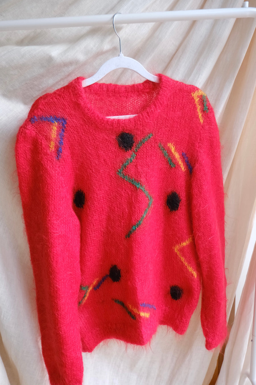 Red Mohair Jumper - S