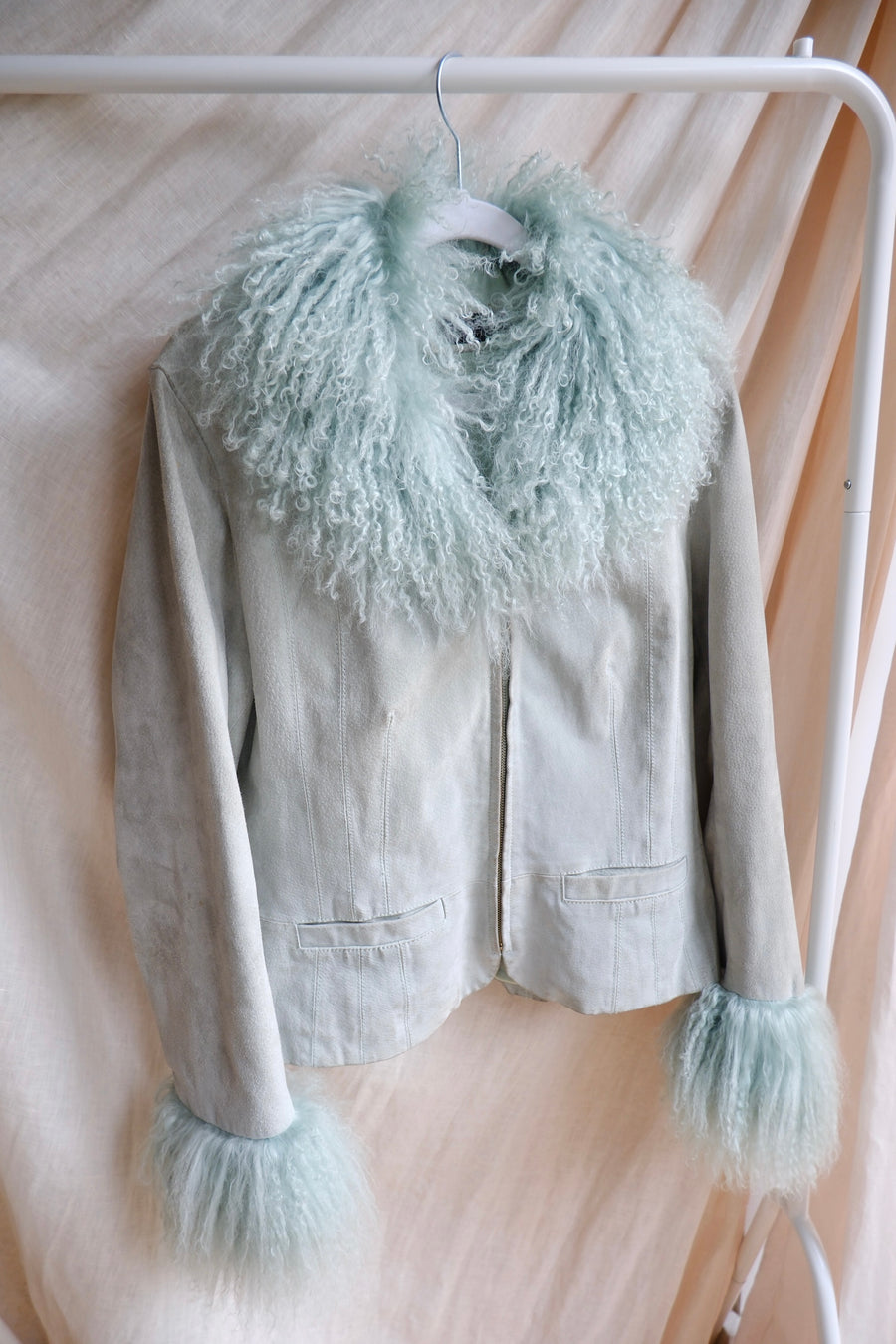 Green Mongolian Fur Jacket - S