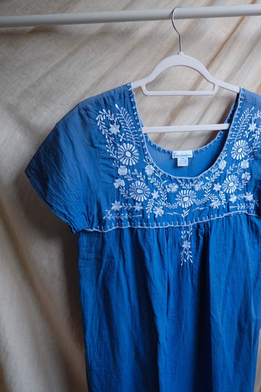 Blue Embroidered Dress - UK 8/10