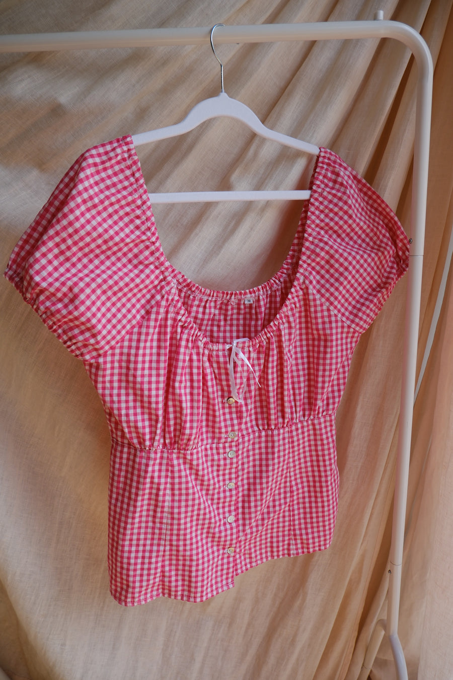 Pink Gingham Top - M