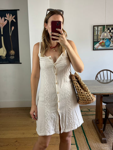 Cream Cotton Mini Dress - UK 8