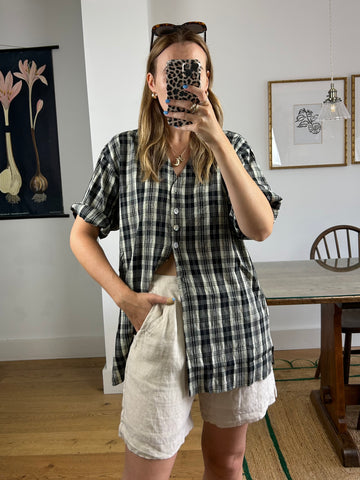 Black Check Blouse - L