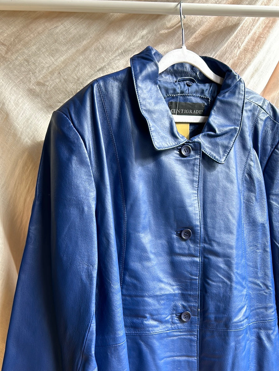 Blue Leather Jacket - XXL