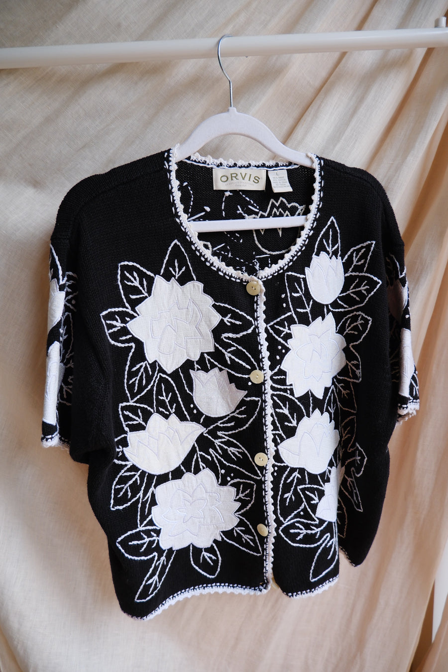 Embroidered Cotton Cardigan - M