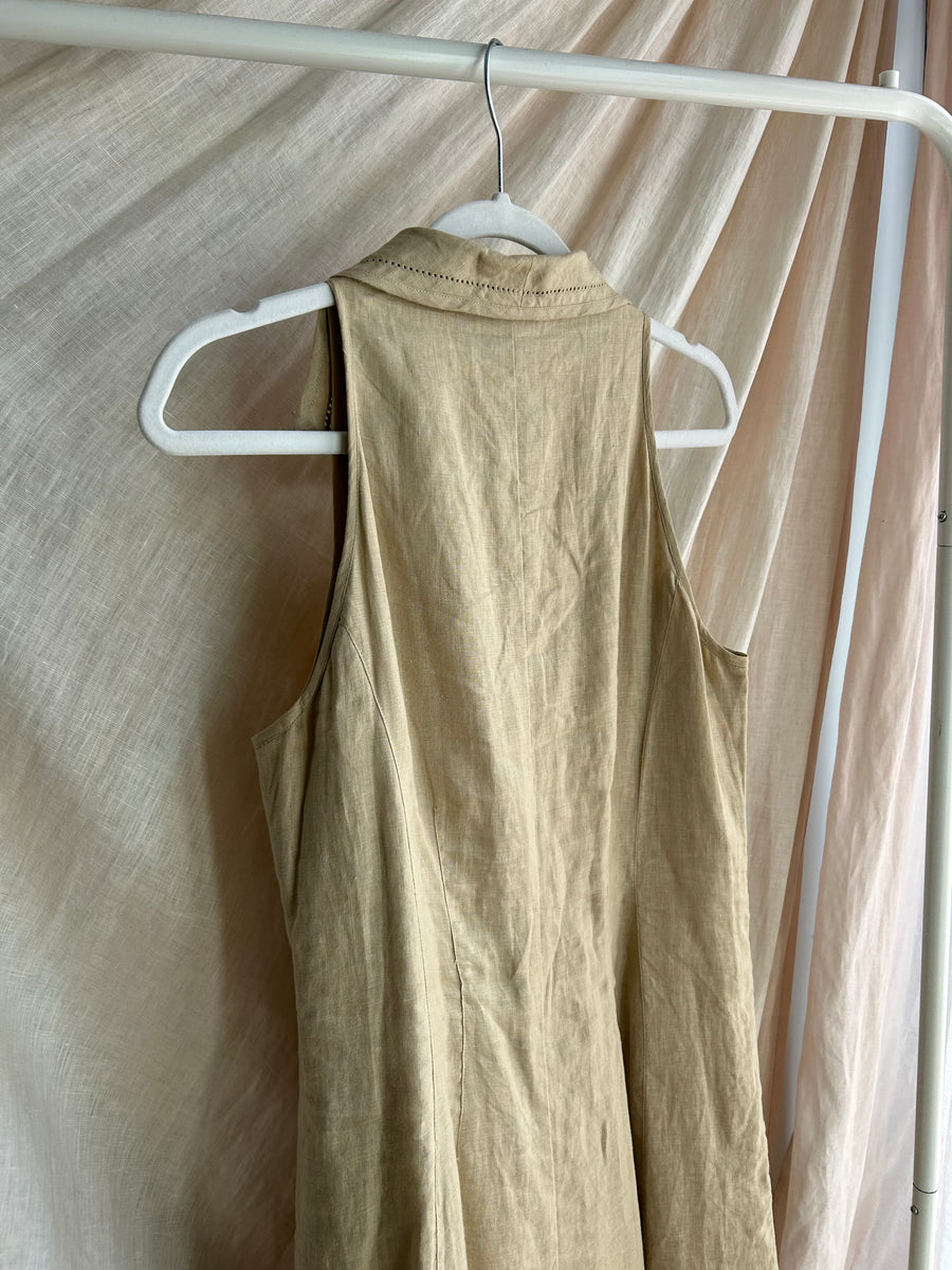 Beige Linen Dress - UK 10/12