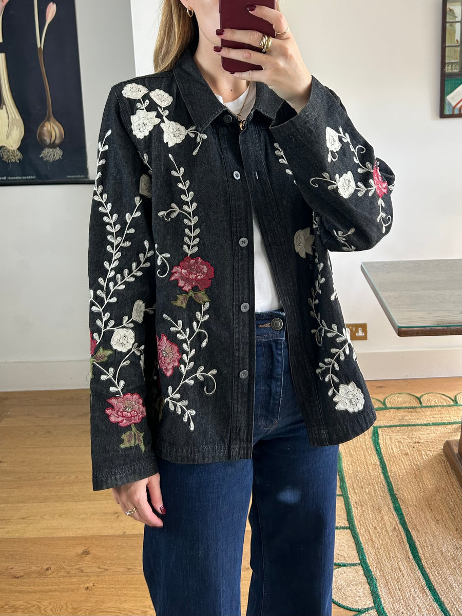 Embroidered Denim Jacket - M