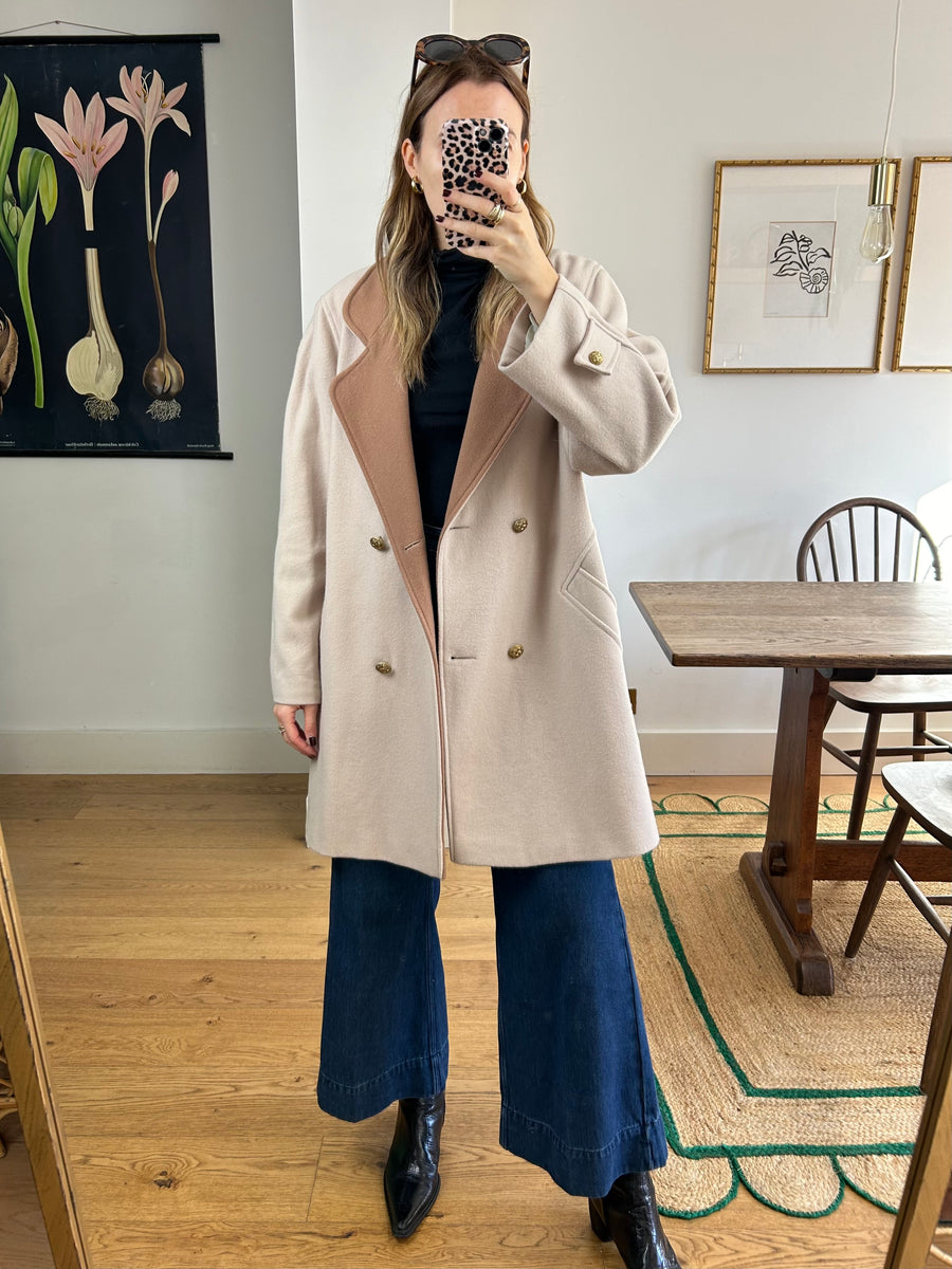 Beige Wool Coat - M