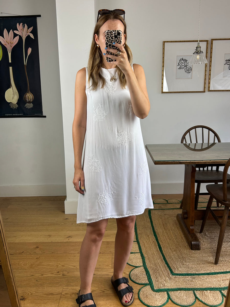 White Embroidered Dress - UK 8-10