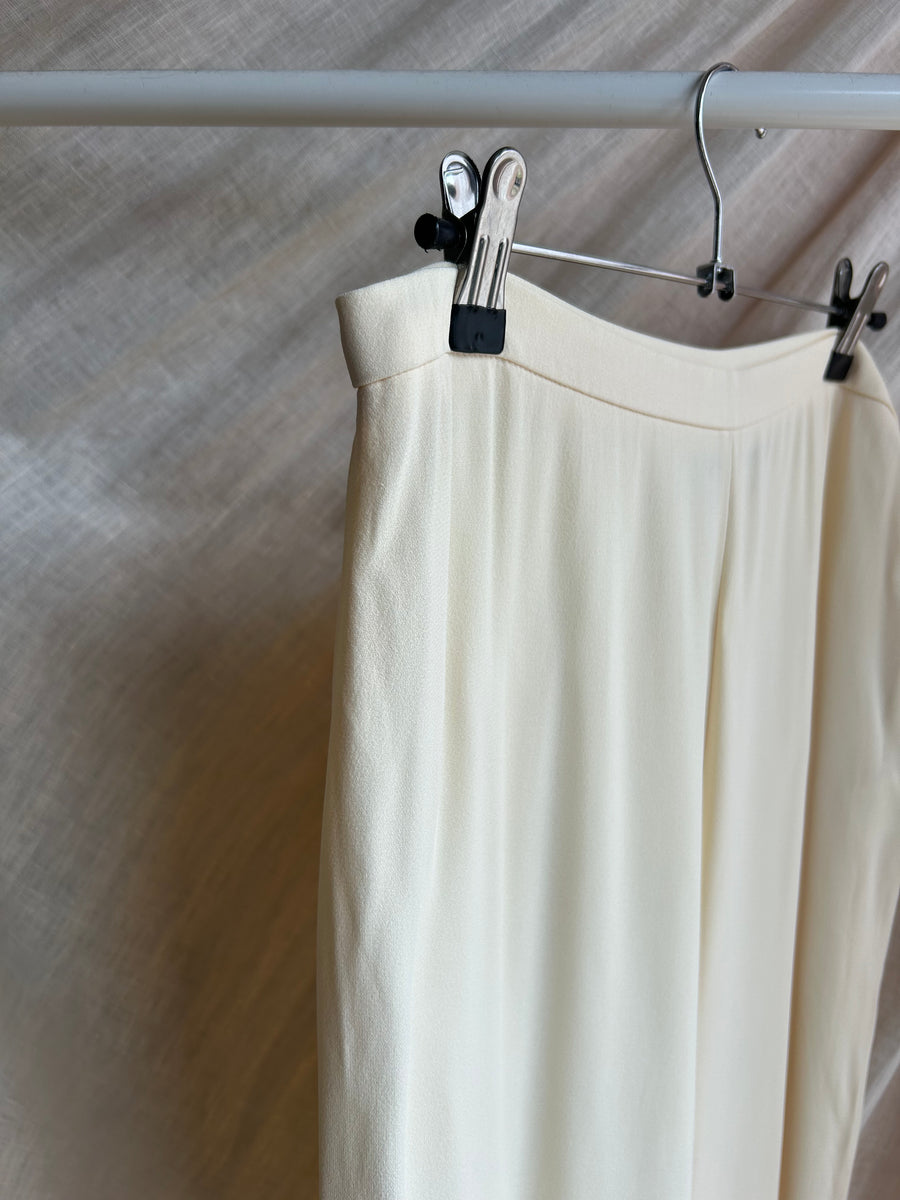 Wide Leg Cream Trousers - UK 12
