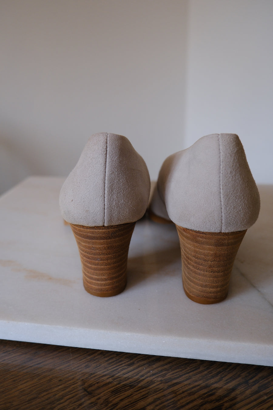 Cream Suede Heels - UK 4