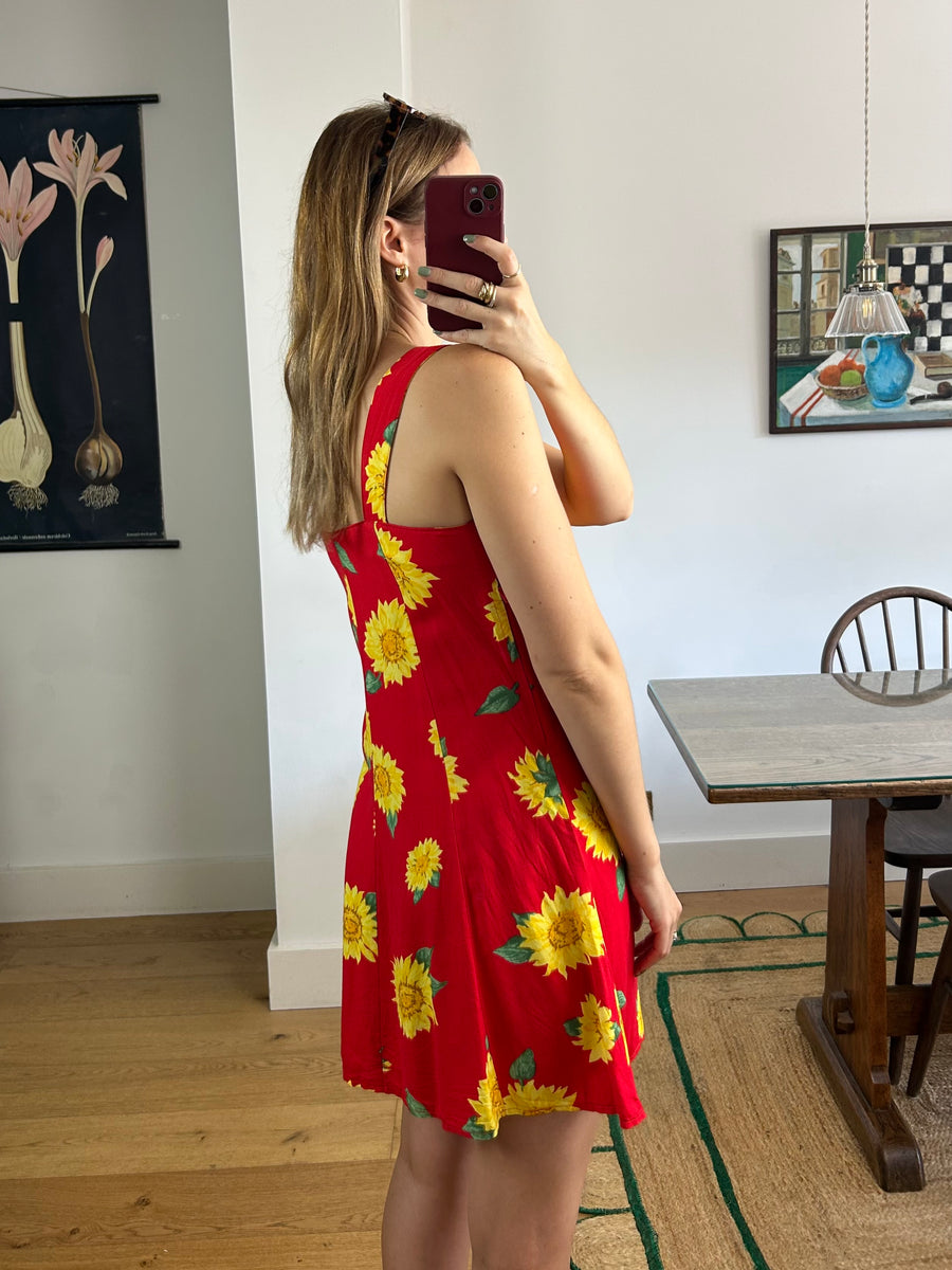 Red Sunflower Dress - UK 10
