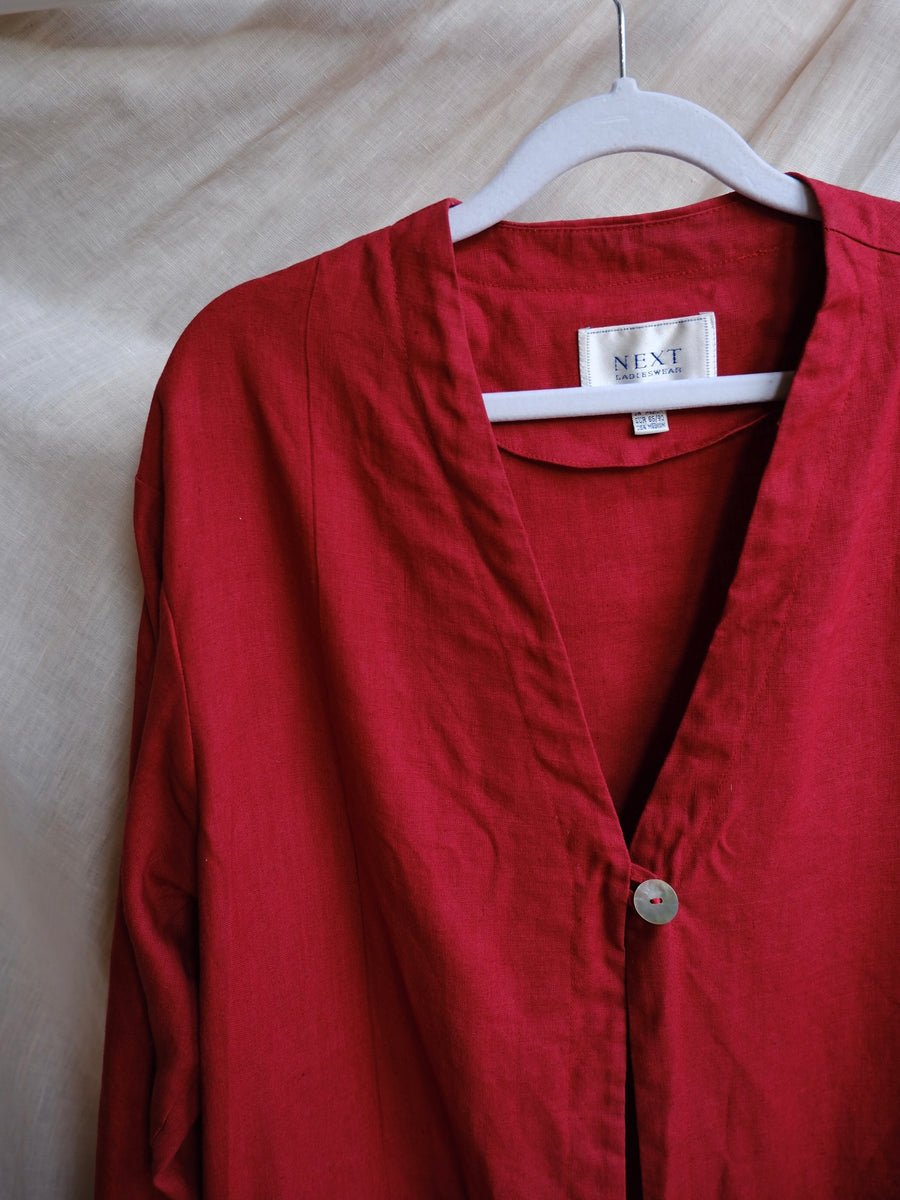 Red Linen Jacket - M