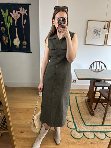 Brown Sleeveless Shirt Dress - UK 12
