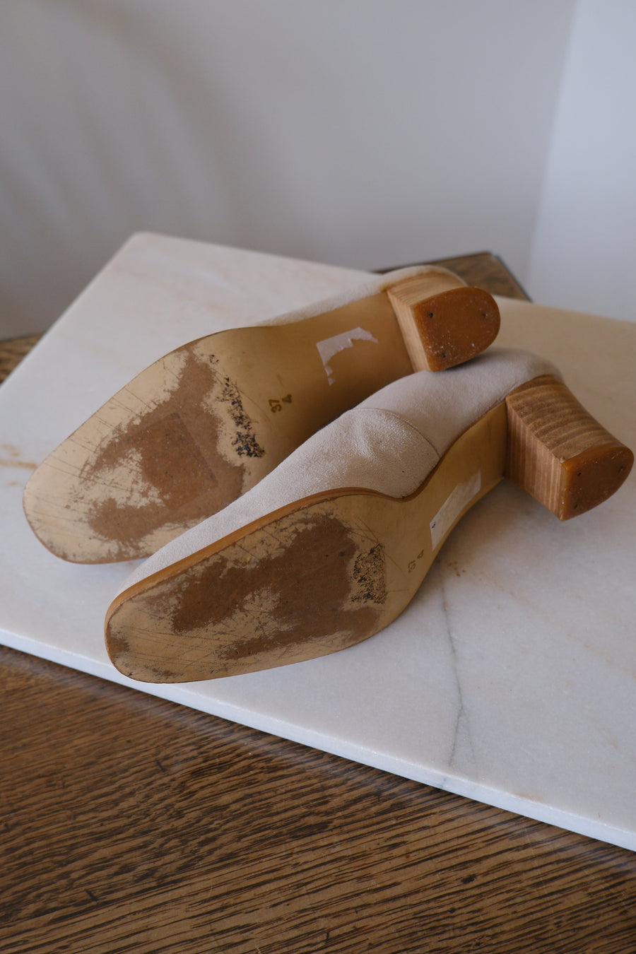 Cream Suede Heels - UK 4