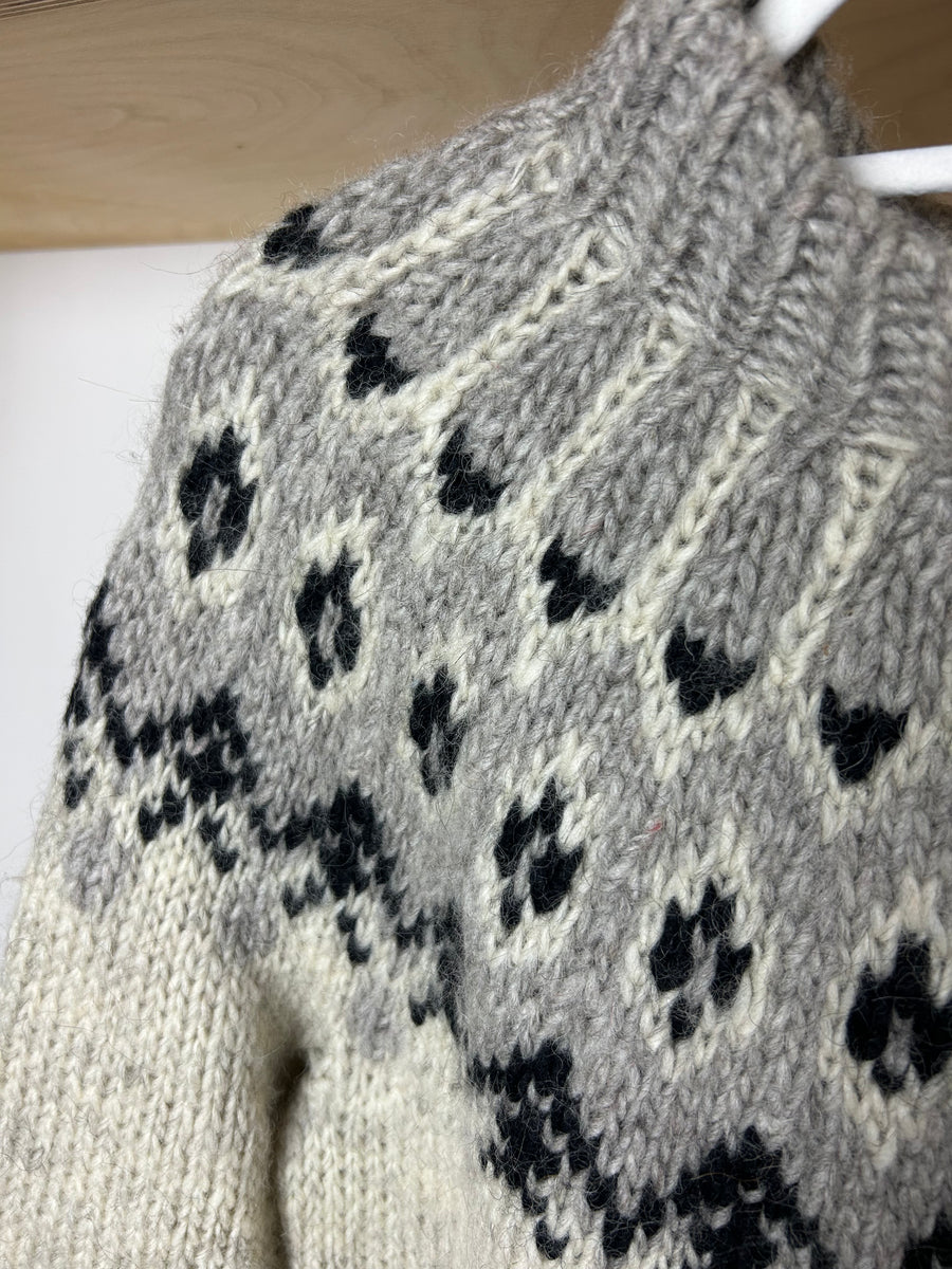 Grey Wool Fair Isle Jumper - M