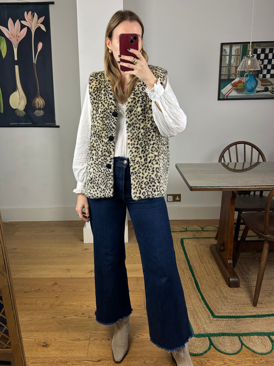 Leopard Faux Fur Gilet - M