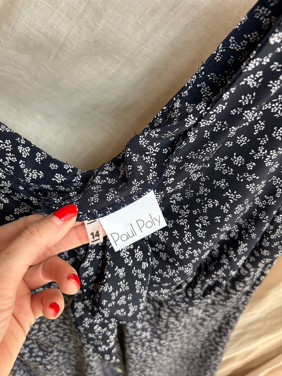 Navy Floral Knotted Dress - UK 12/14