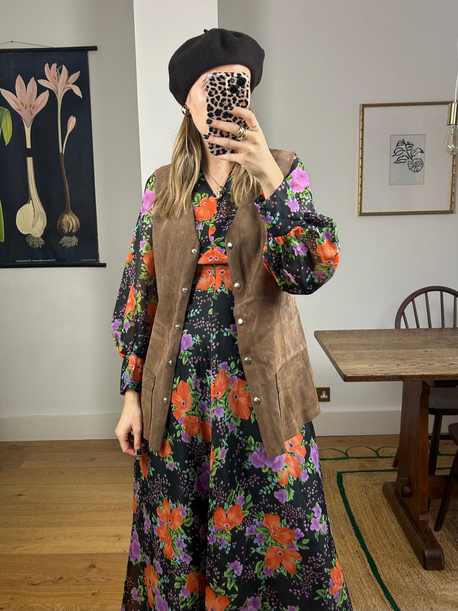 Brown Suede Waistcoat - S