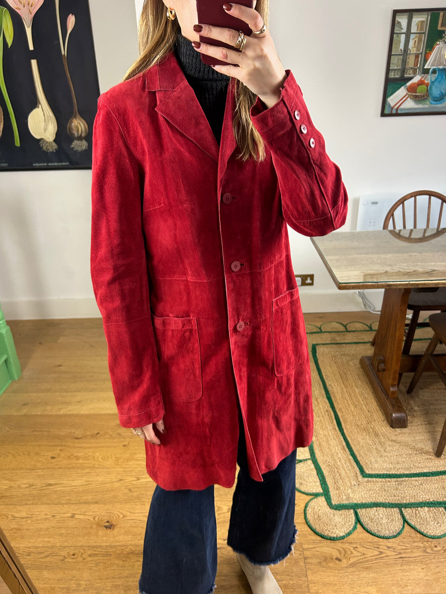 Red Suede Jacket - S/M