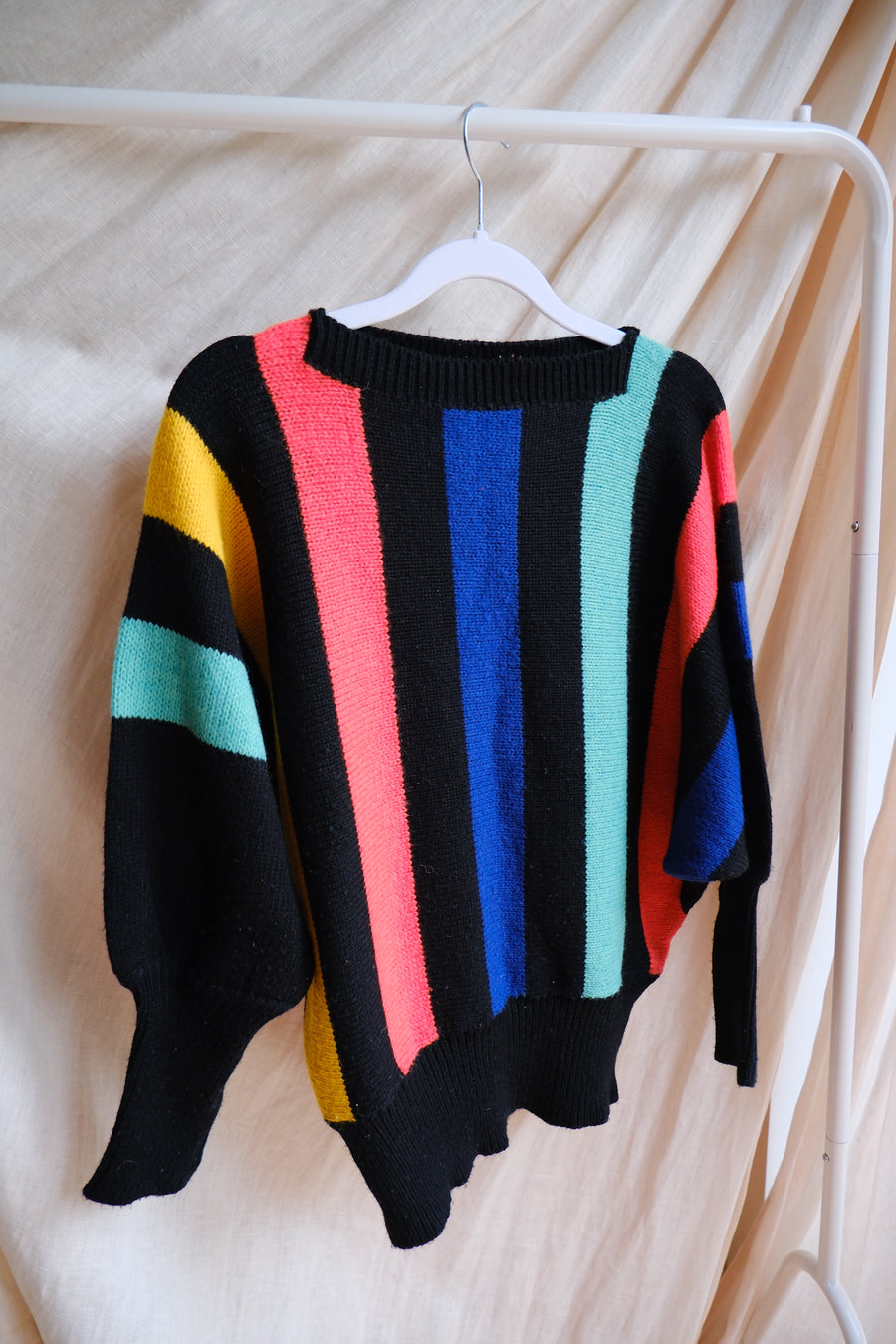 Striped Batwing Jumper - M