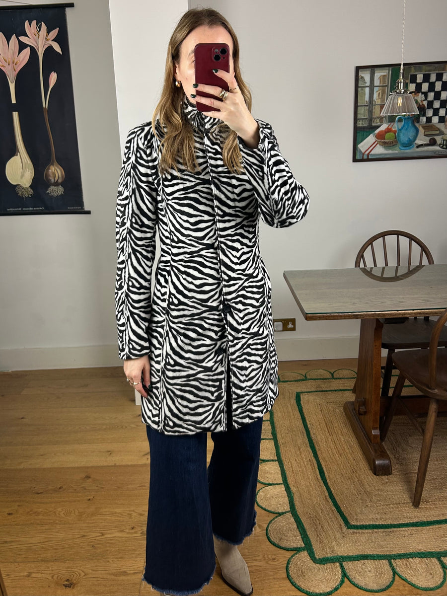 Zebra Faux Fur Jacket - S
