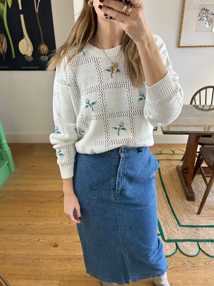 Floral Cotton Knit Jumper - M/L