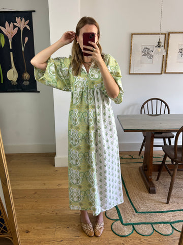 Green Pattern Kaftan Dress - UK 8/10