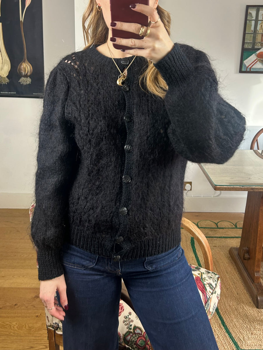 Black Mohair Cardigan - S – VintageInclined