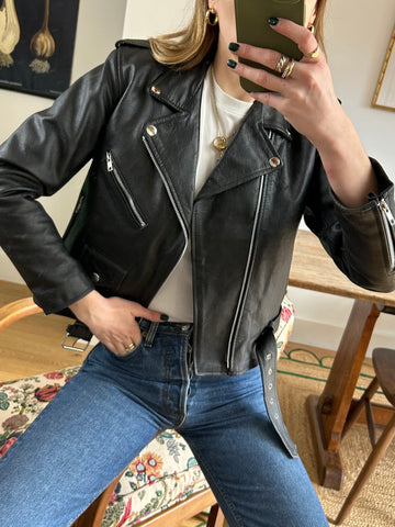 Leather Biker Jacket - XS/S