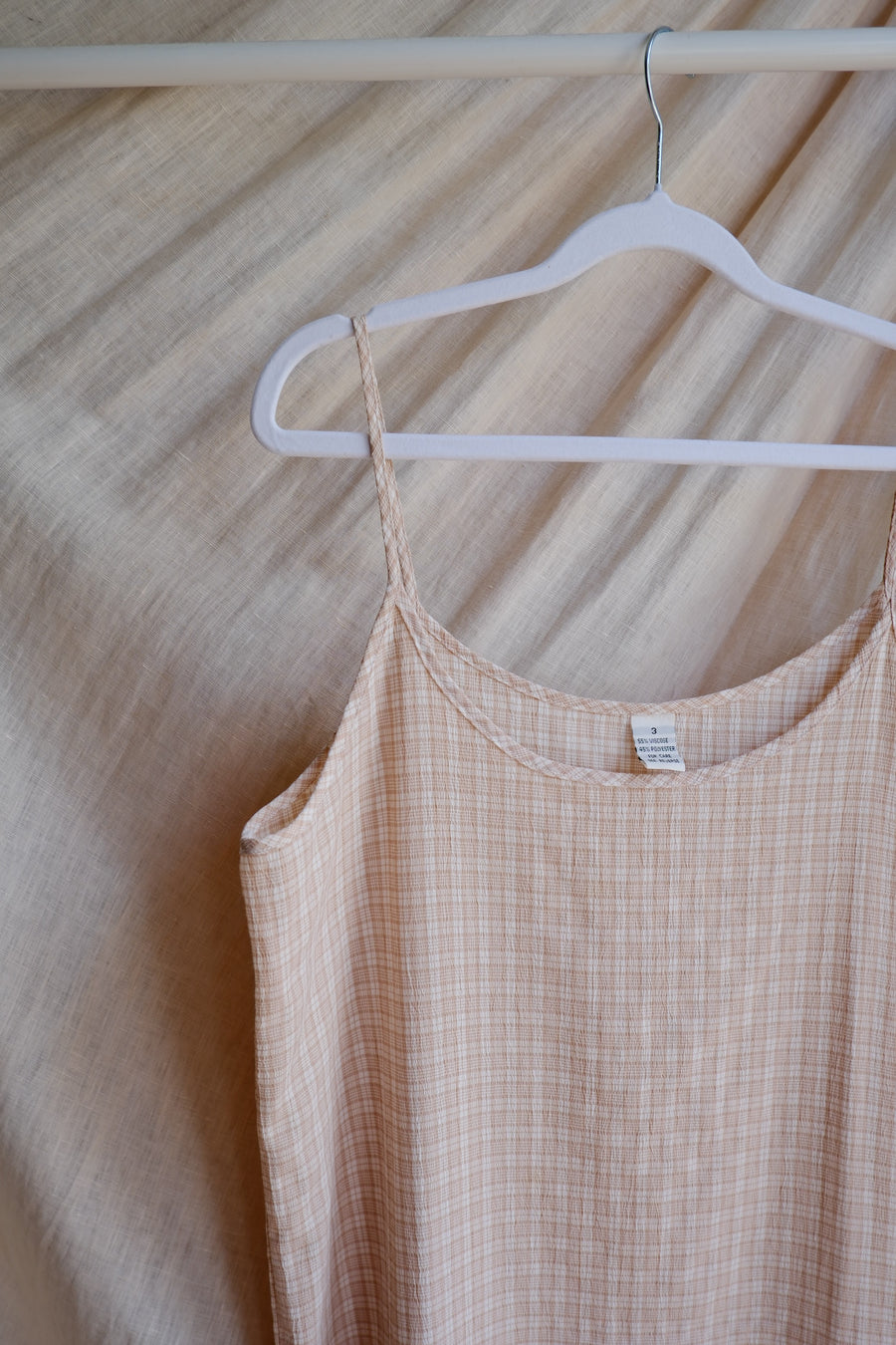 Beige Check Maxi Dress - UK 14