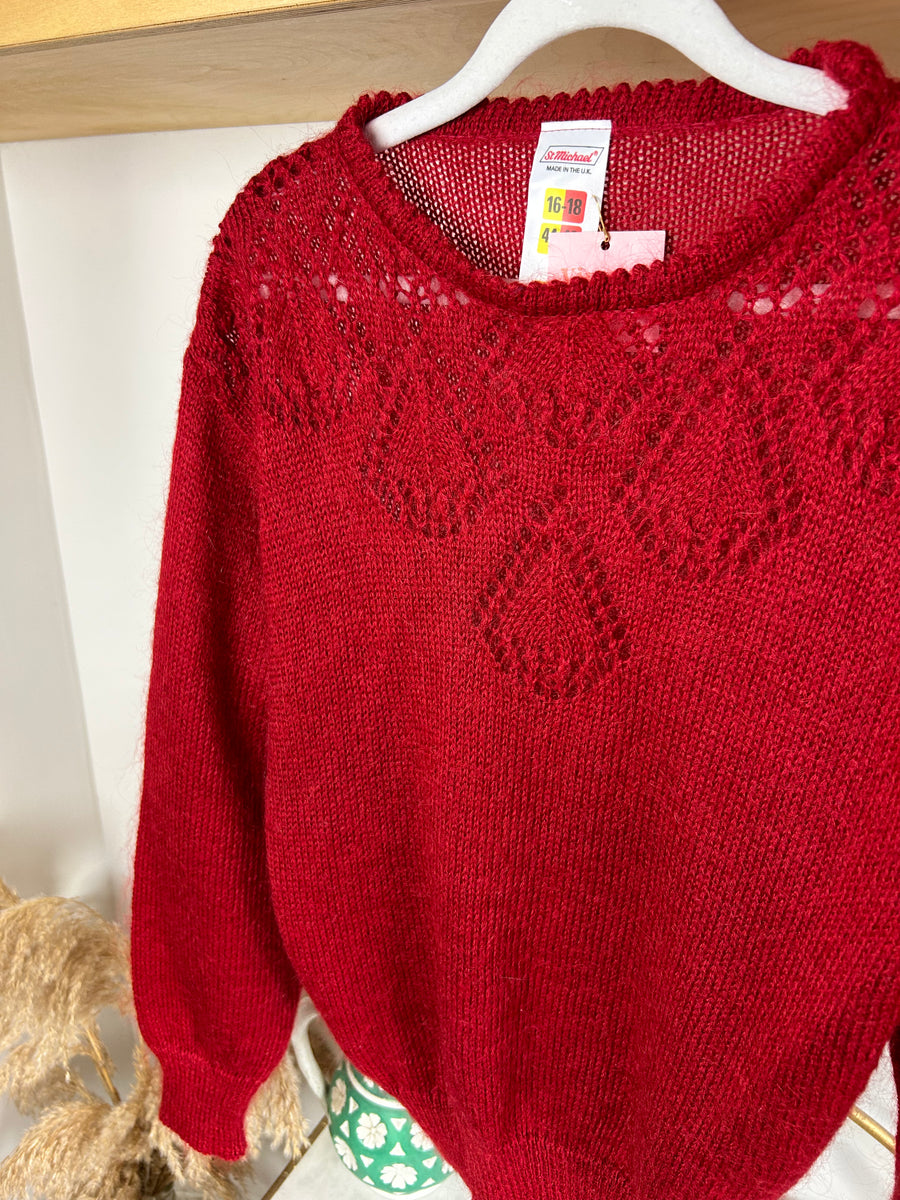 Red Mohair Jumper - M/L