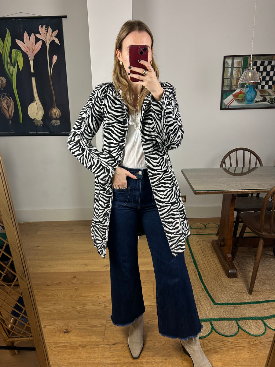 Zebra Faux Fur Jacket - S