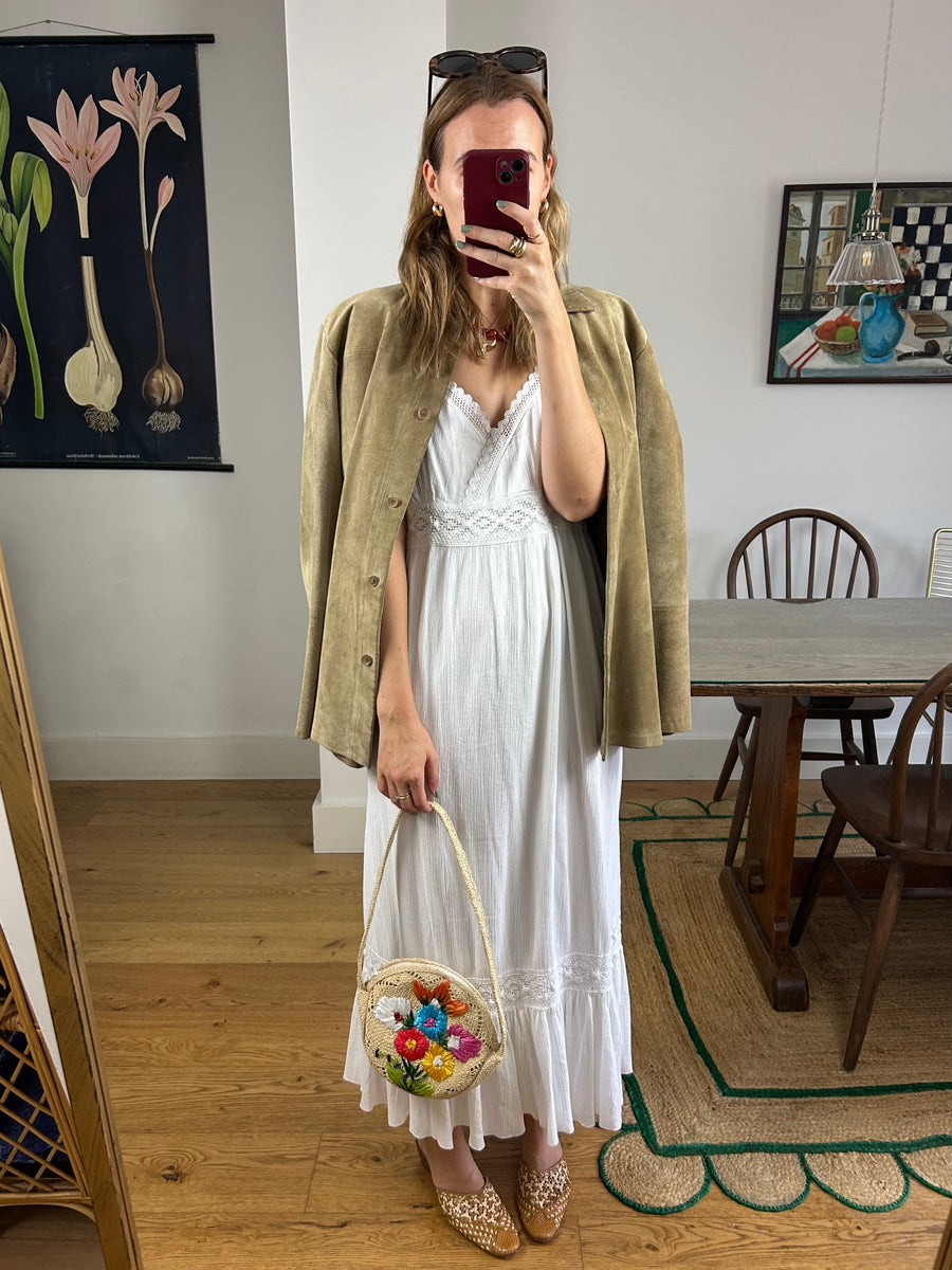 White Cotton Maxi Dress - UK 8-12
