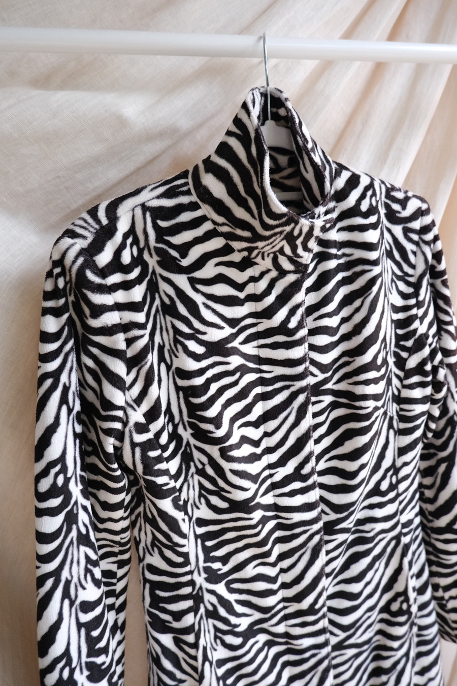 Zebra Faux Fur Jacket - S