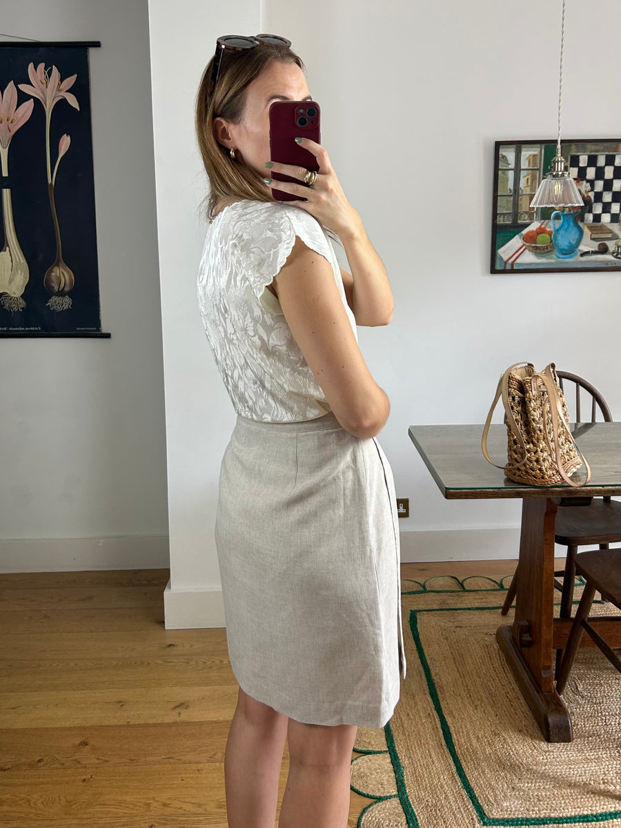 Beige Wrap Mini Skirt - UK 12