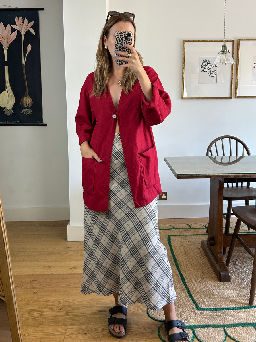 Red Linen Jacket - M