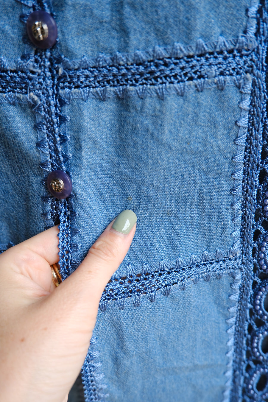 Denim Patchwork Waistcoat - M