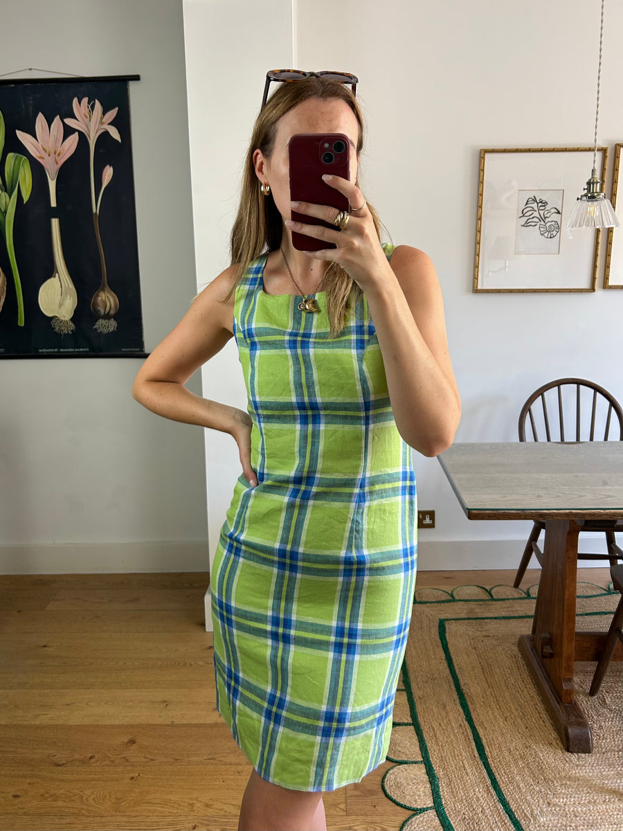 Linen Check Dress - UK 8/10