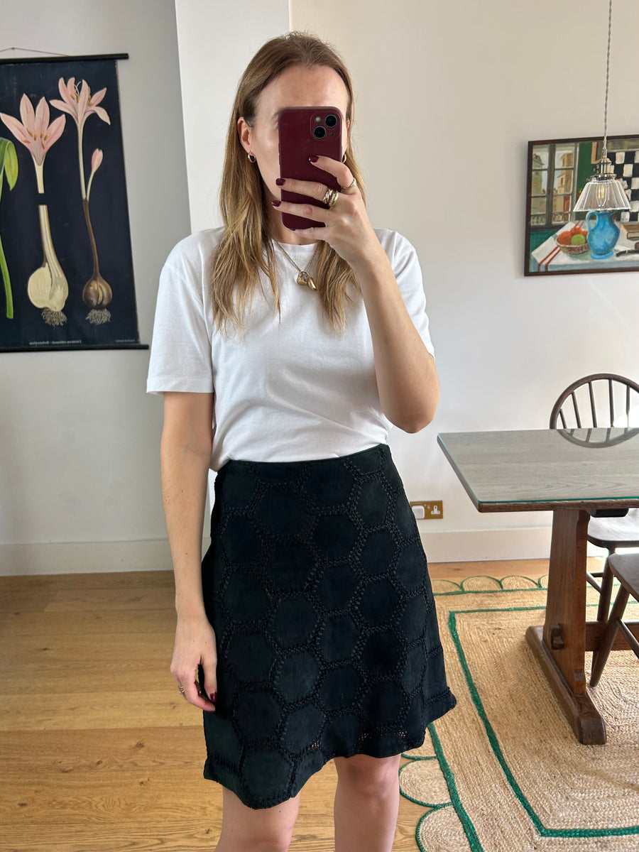 Suede Patchwork Mini Skirt - UK 12