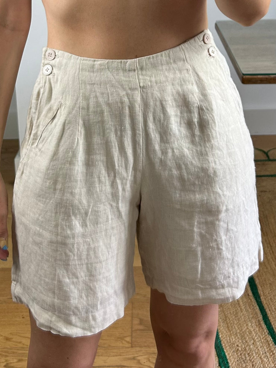 Cream Linen Shorts - UK 8