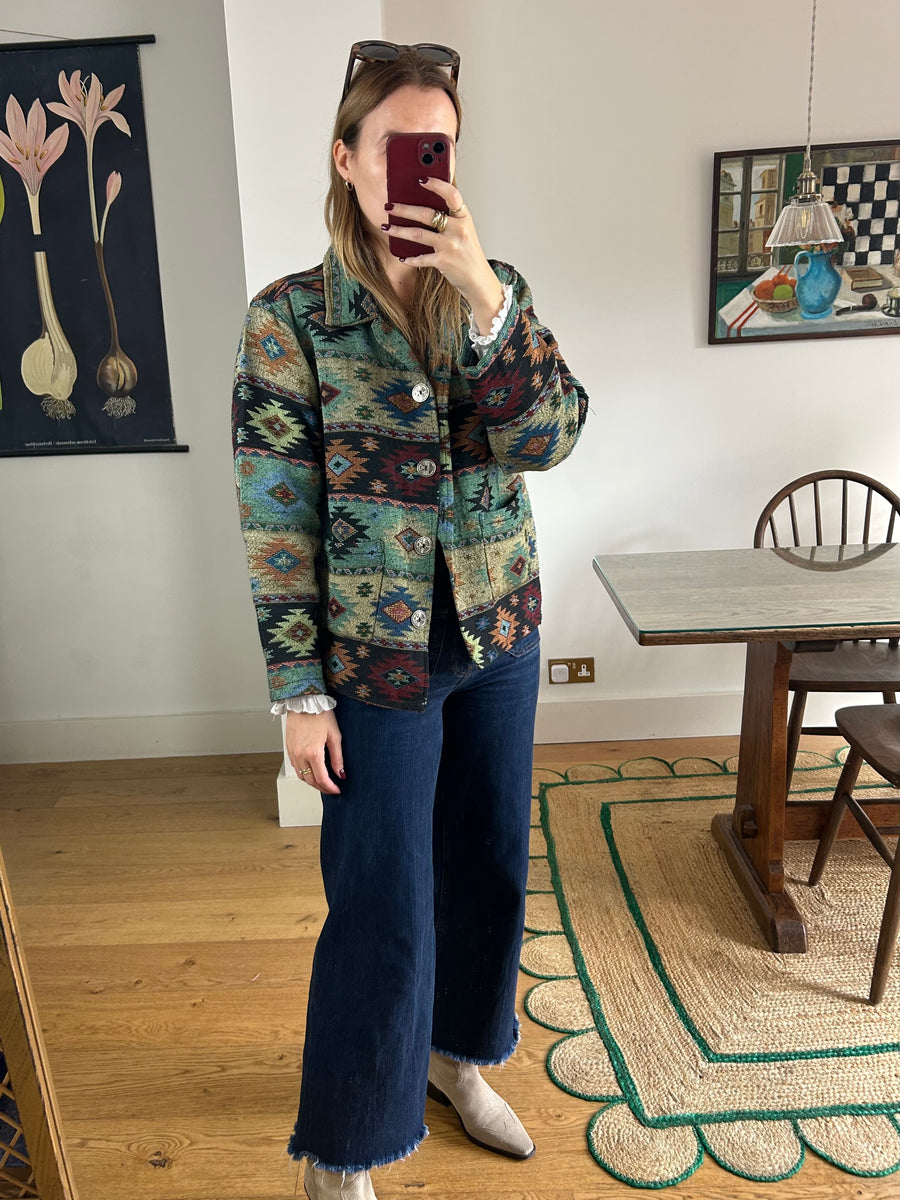 Patterned Tapestry Jacket - M