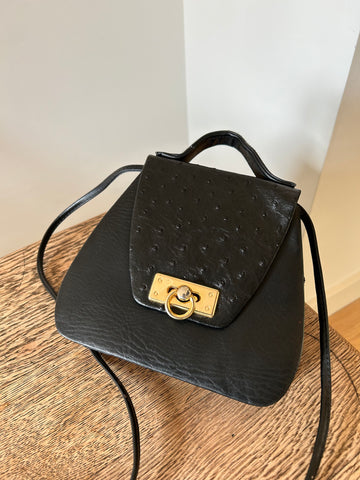Black Leather Gold Buckle Bag
