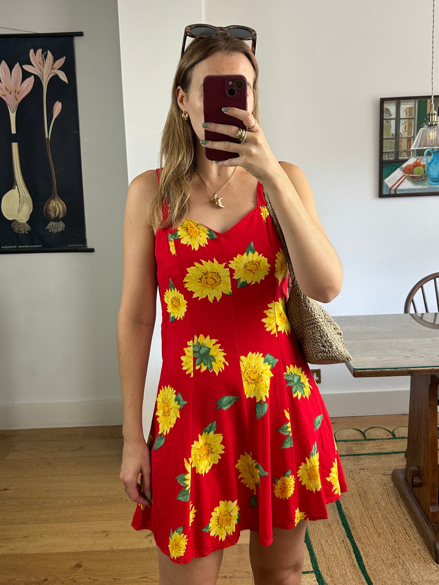 Red Sunflower Dress - UK 10
